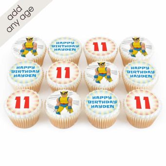 12 Wolf Superhero Cupcakes