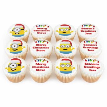 12 Christmas Minion Cupcakes