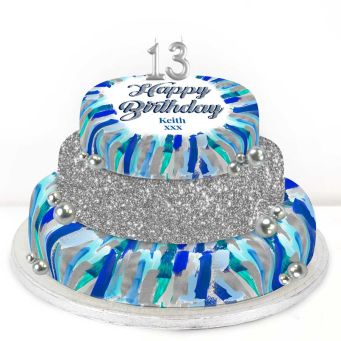 13th Birthday Blue Marble Cake