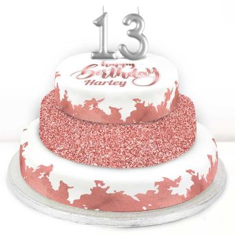 13th Birthday Rose Foil Cake 