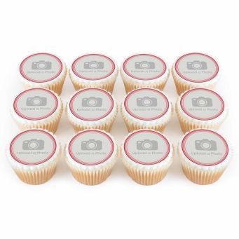 12 Red Photo Cupcakes