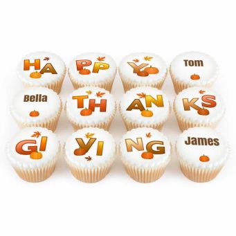 12 Happy Thanksgiving Cupcakes
