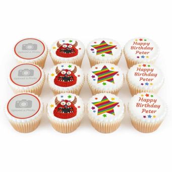 12 Red Monster Cupcakes