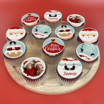12 Santa Photo Cupcakes