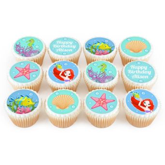 12 Little Mermaid Cupcakes