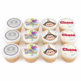 12 Birthday Monkey Cupcakes