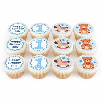 12 Blue Baby Cupcakes 