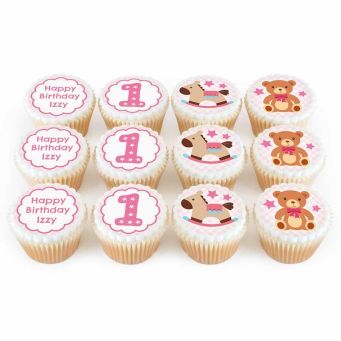 12 Pink Baby Cupcakes
