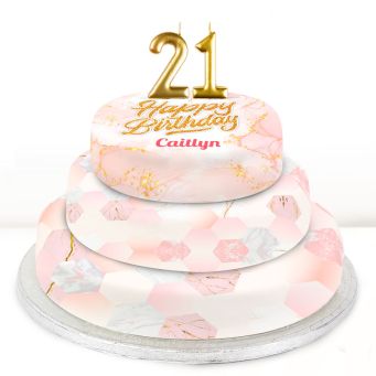 21st Birthday Pink Foil Cake 