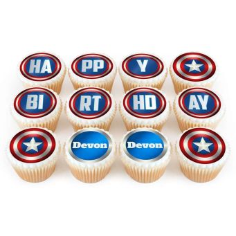 12 Captain America Cupcakes