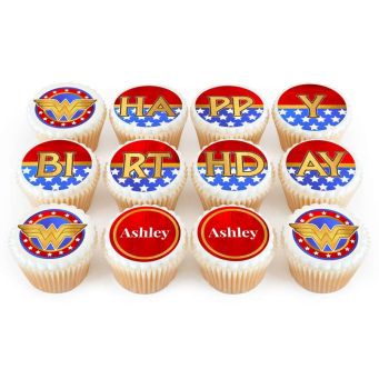12 Wonder Woman Cupcakes