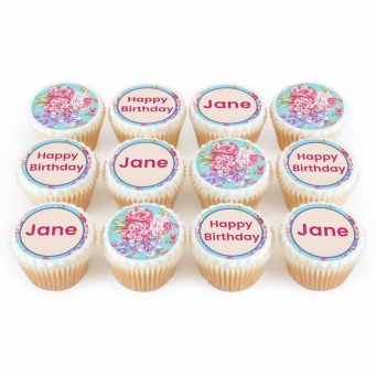 12 Vintage Floral Cupcakes