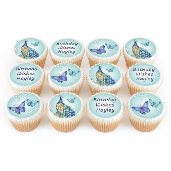 12 Peacock Cupcakes