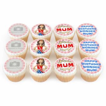 12 Super Mum Photo Cupcakes