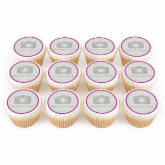 12 Pink Photo Cupcakes