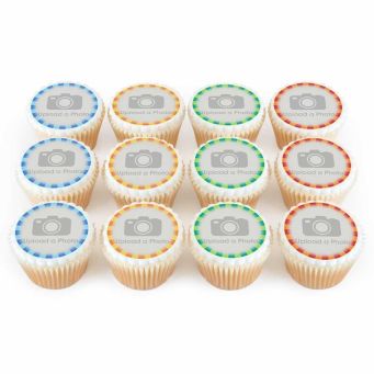 12 Stripey Photo Cupcakes