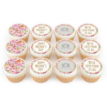 12 Pretty Flower Photo Cupcakes