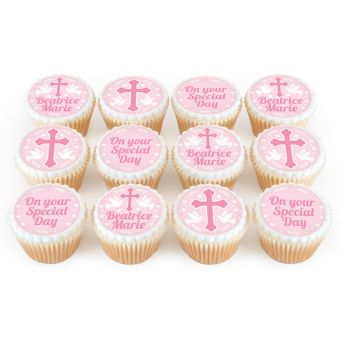 12 Pink Dove Cupcakes