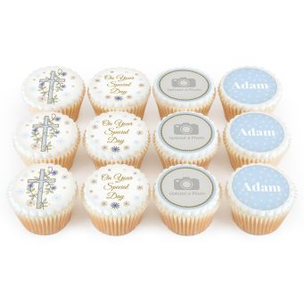 12 Blue Cross Cupcakes