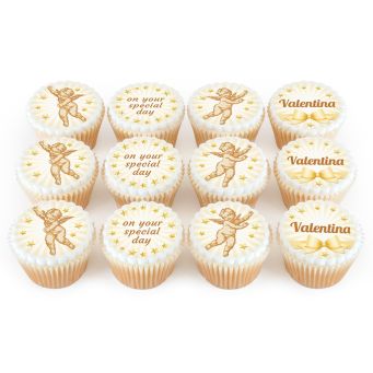 12 Gold Cherub Cupcakes
