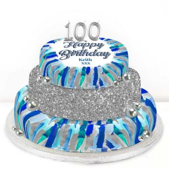 100th Birthday Blue Marble Cake