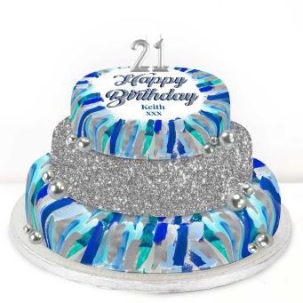 21st Birthday Blue Marble Cake