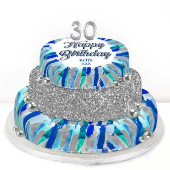 30th Birthday Blue Marble Cake