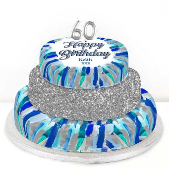 60th Birthday Blue Marble Cake
