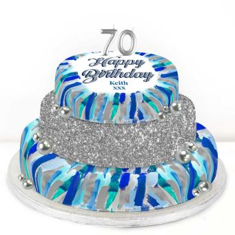70th Birthday Blue Marble Cake