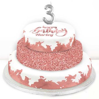 3rd Birthday Rose Foil Cake 