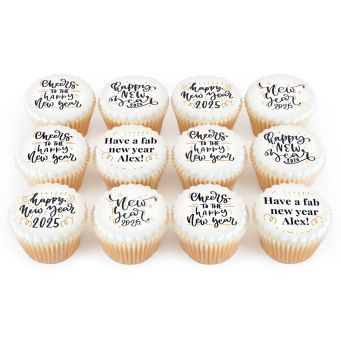 12 Gold New Years Cupcakes