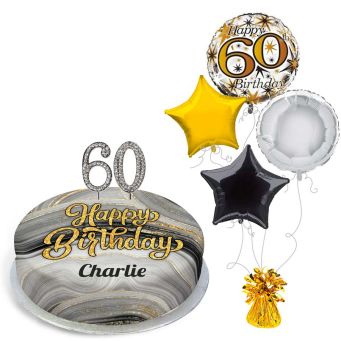 60th Birthday Black Marble Gift Set