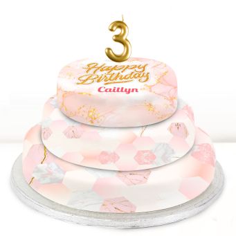 3rd Birthday Pink Foil Cake 