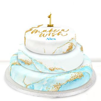 1st Birthday Blue Foil Cake