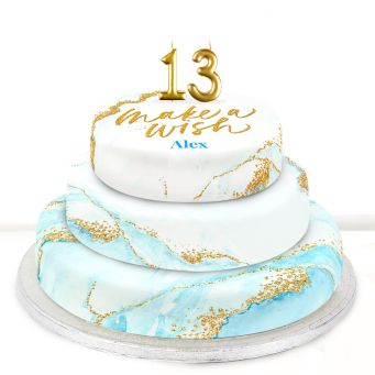 13th Birthday Blue Foil Cake 