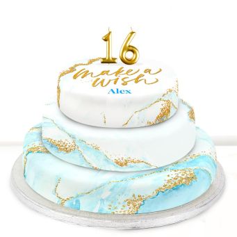 16th Birthday Blue Foil Cake 
