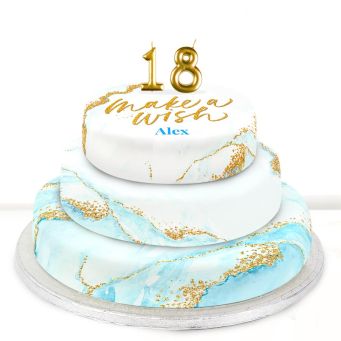 18th Birthday Blue Foil Cake 