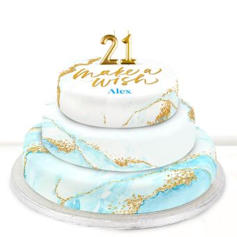 21st Birthday Blue Foil Cake 