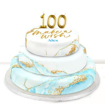 100th Birthday Blue Foil Cake 