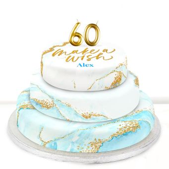 60th Birthday Blue Foil Cake 