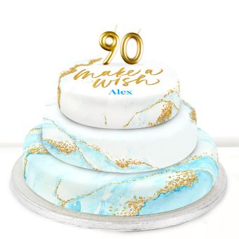 90th Birthday Blue Foil Cake 