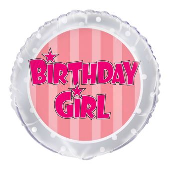 Silver Birthday Girl Balloon