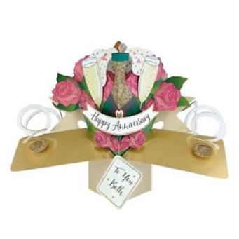 Champagne anniversary pop up card