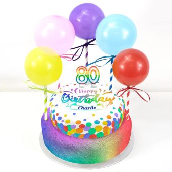 80th Birthday Balloons Cake