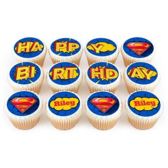 12 Superman Cupcakes