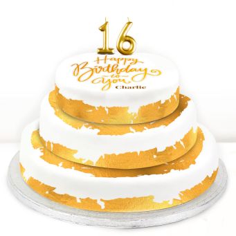 16th Birthday Gold Foil Cake 