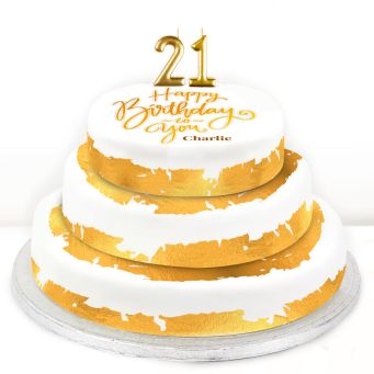 21st Birthday Gold Foil Cake 