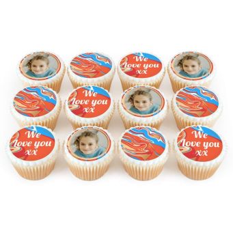 12 Red Marble Cupcakes