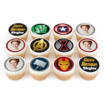 12 Avengers Photo Cupcakes