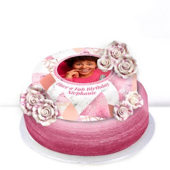 Tiered Pink Photo Rose Cake 